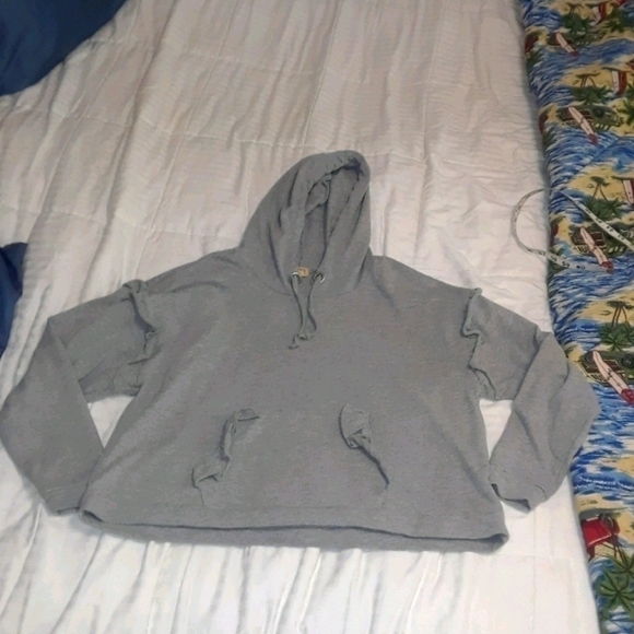 𝅺true Craft Embellished raw hem hoodie size Large - Picture 1 of 4
